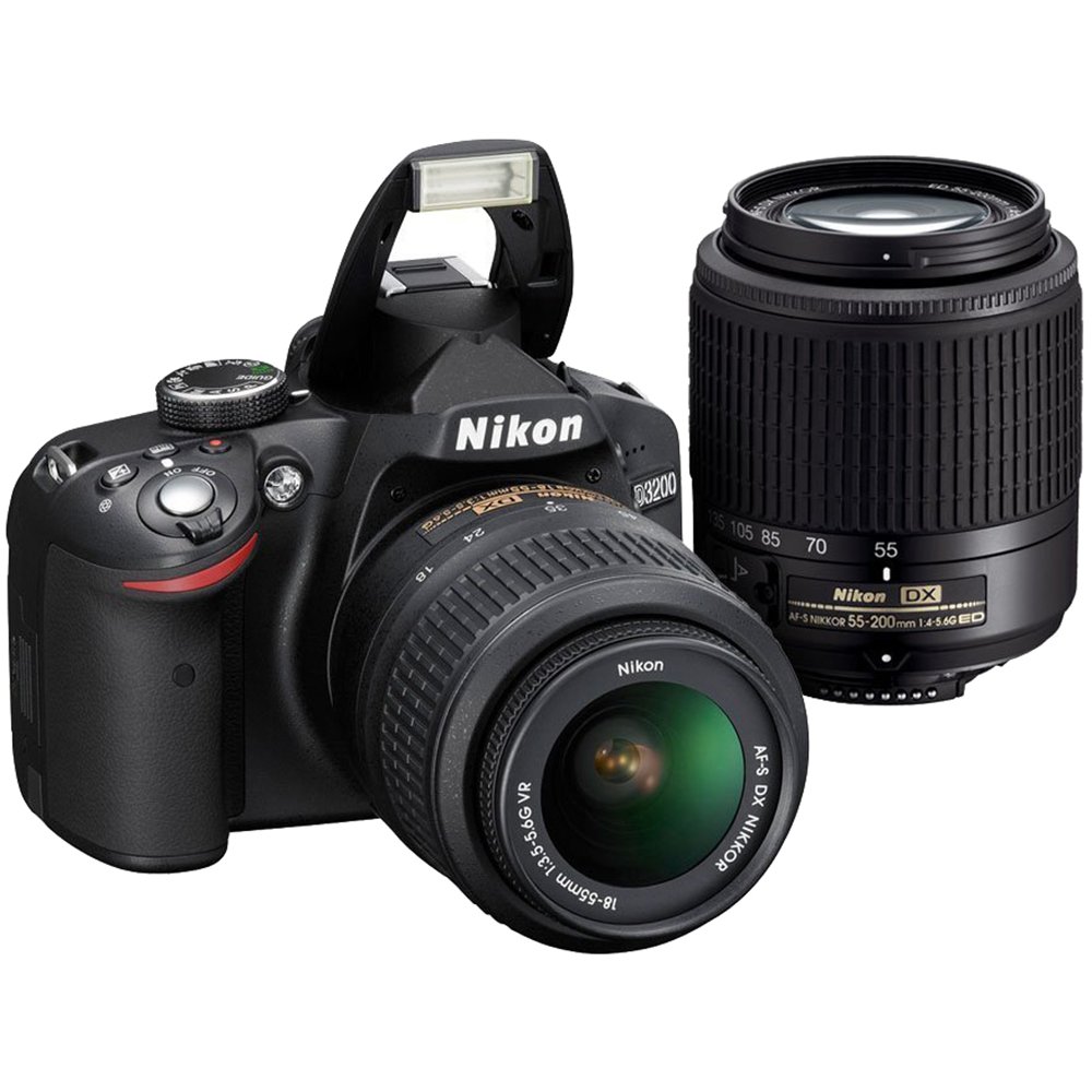 Nikon D3200 24.2 MP CMOS Digital SLR with 18-55mm VR and 55-200mm Non-VR DX Zoom Lenses