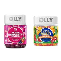 OLLY Gummy Active Immunity+Elderberry 45 Gummies & Kids Multivitamin Gummy Worms 70 Count