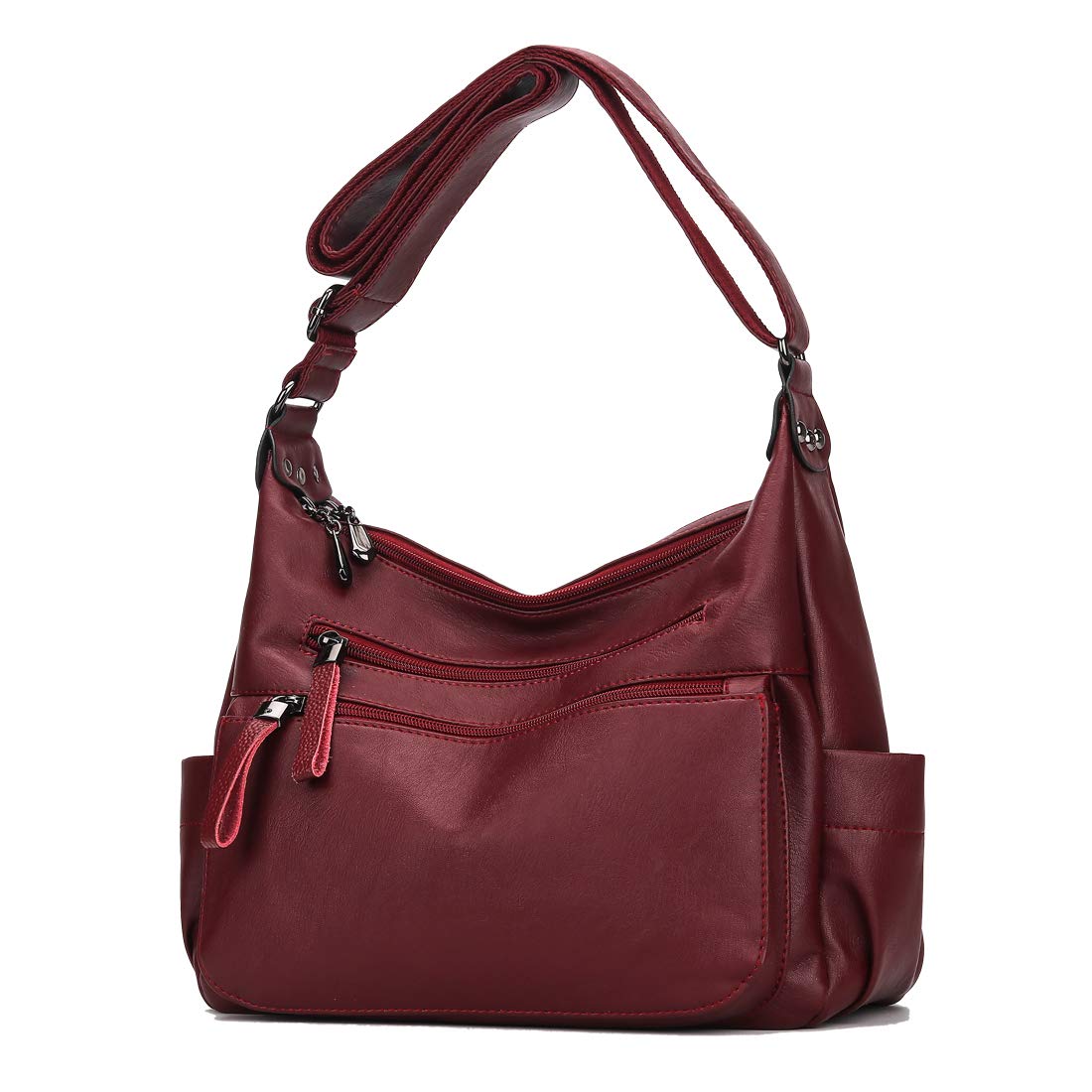 Mua Women Girls Leather Shoulder Bag, Multi Layer Casual Travel Bag Pouch Handbag  Purse - Red tại Magideal | Tiki