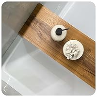 Zeek Bathtub Caddy Tray Solid Natural Wood Bath Board Charcuterie Serving Platter Housewarming Gift