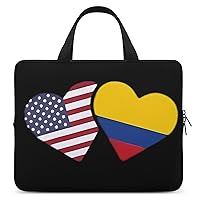 U.S. Colombia Flag Heart Travel Laptop Bag Sleeve Case With Handle Shockproof Notebook Briefcase Protective Cover