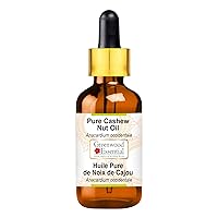 Pure Cashew Nut Oil (Anacardium occidentale) with Glass Dropper Premium Therapeutic Grade for Hair, Skin & Aromatherapy 10ml(0.33 oz)