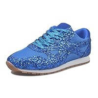 Women's Fashion Casual Breathable Crystal Bling Lace Up Sport Shoes Sneakers, Rhinestone Bling Running Flat Sneakers