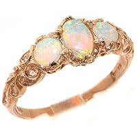 14k Rose Gold Real Genuine Opal Womens Band Ring