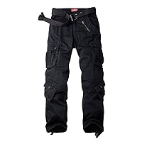 Men's Casual Cargo Pants Military Army Camo Pants Combat Work Pants with 8 Pockets(No Belt)