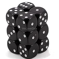 Chessex Dice Set 12 D6 16Mm Dice Black with White (12), One Size