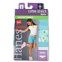 Hanes GNCS40 Classics Girls Cotton Stretch Hipster With Comfortsoft Waistband Size 444; Assorted