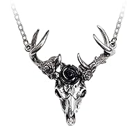 Alchemy Gothic White Hart, Black Rose Pendant