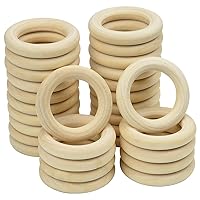 Wooden Rings for Crafts 30 PCS 55 mm Unfinished Wood Ring for Macrame Solid Natural Wood Rings for DIY Craft Pendant Connectors Jewelry Making