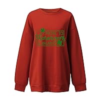 St. Patrick's Day Sweatshirt for Women Long Sleeve Casual Loose Pullover Tops Trendy Oversized Blouses Clover Graphic Shirts