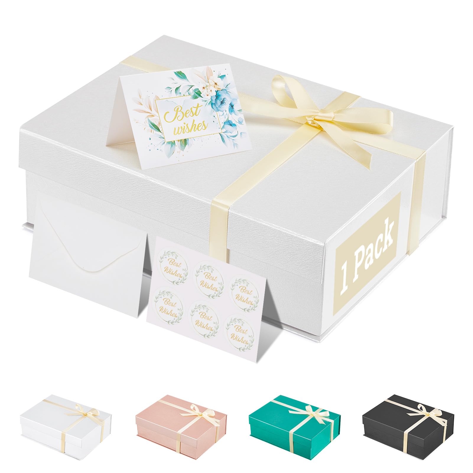 MESHA 13.5x9x4 1PC Black Gift Boxes & 11x8x3.5 1PC White Gift Boxes