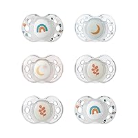 Nighttime pacifiers, 18-36 months, 6 pack of glow in the dark pacifiers with symmetrical silicone baglet
