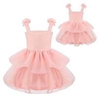 ACSUSS Infant Baby Kid Girls Princess Dress Sleeveless Soft Lining Smocked Flounced Cami Dress Party Birthday