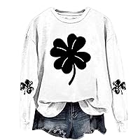 Women St Patrick's Day Long Sleeve Sweatshirts Clover Graphic Crew Neck Holiday Tee Shirts Casual Loose Blouse Tops