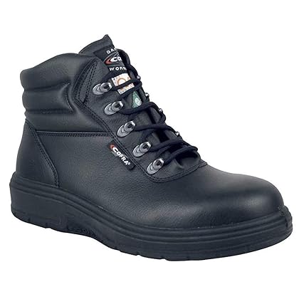 COFRA Leather Work Boots - NEW ASPHALT Treadless Footwear with Composite Safety Toe & Heat Defender Nitrile Rubber Outsole - Size 8