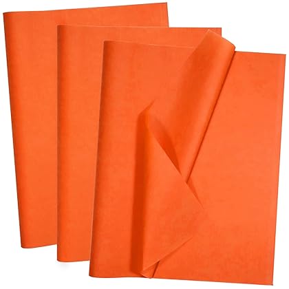 100 Sheets Orange Tissue Paper - Artdly 14 x 20 Inches Recyclable Orange Wrapping Paper Bulk for Weddings Birthday DIY Project Christmas Gift Wrapping Crafts Decor