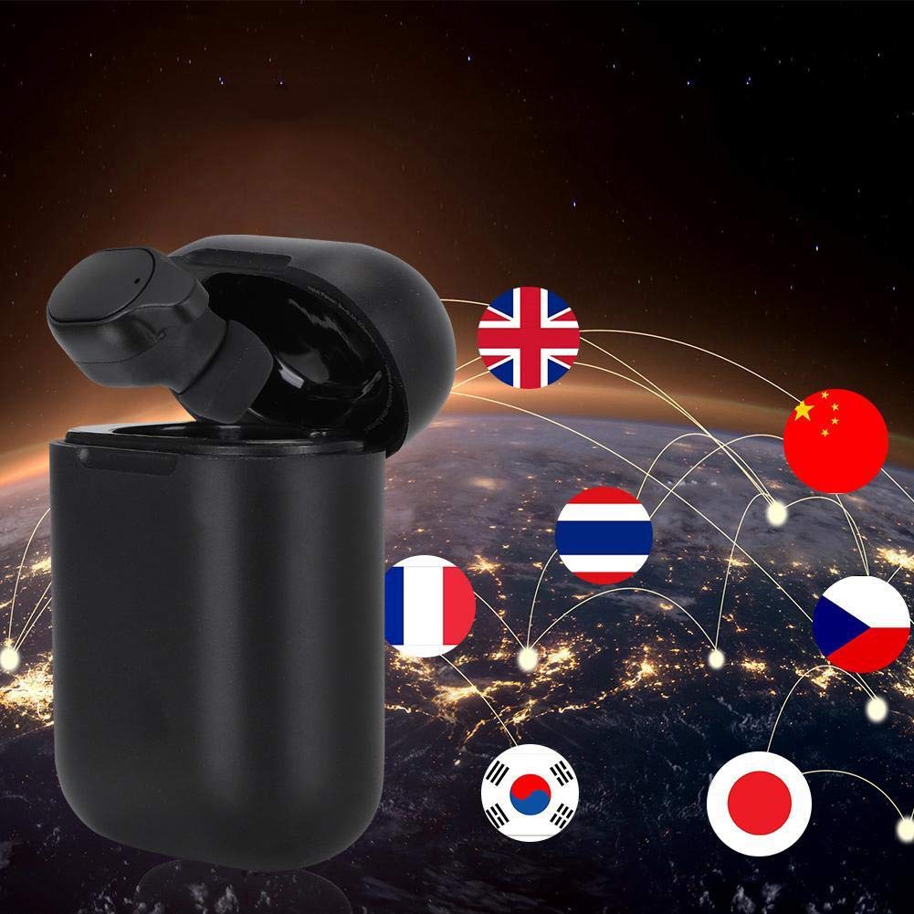 Translator Headset Wireless with Portable Charging Box, Real-time, More Than 33 Languages, for Business Study Travel, Stereo, High Sound Quality, Accurate Pronunciation