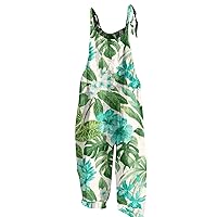 Women's Jumpsuits Casual Summer Loose Sleeveless Strap Fashion Print Casual Vintage Long Rompers Outfits, S-5XL
