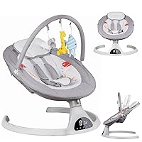 Baby Swing Bouncer Seat Chair for Infants, Electric Portable 2 in 1 Baby Rocker for Newborn to Toddlers, 5 Speeds 3-Level Seat Angle Adjustment Built in lullabies and Bluetooth Enable