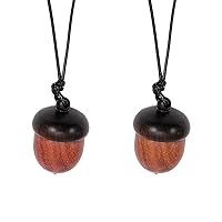 CHGCRAFT 2Pcs 2Colors Acorn Wood Locket Pendant Necklace with Wax Cords Memorial Box for Ashes Openable Storage Box Necklace, 31x21mm