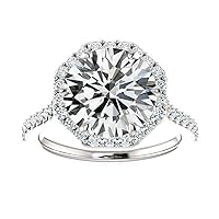 Kiara Gems 3 CT Round Cut Colorless Moissanite Engagement Ring Wedding Band Gold Silver Solitaire Ring Halo Ring Antique Anniversary Promise Bridal Ring