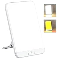 Light Therapy Lamp, Ultra-Thin UV-Free 10000 Lux Therapy Light, Timer Function, Adjustable Brightness Levels, Two Color Temperature, 90° Rotatable Stand for a Happy Life