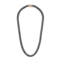 Bulova Jewelry Men's Latin Grammy 10mm Brushed and Polished Gunmetal Curb Chain Stainless Steel Necklace, Length 24