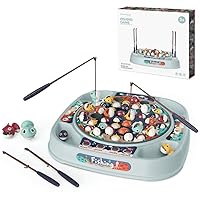 Fishing Game Toys for Kids - Magnetic Fishing Toys Set for Toddler with Music Rotating Board Toddler Preschool Learning for 2 3 4 5 6 Year Girls Boys Gifts (MintGreen, 4 Rods + 45 Fish)