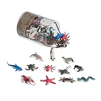 60 Pcs Ocean Animal Figurines - Plastic Mini Sea Animal Toys - Sharks, Dolphins, Penguins, Turtles, Crabs, Starfish & More for Kids and Toddlers 3 Years +
