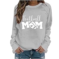 Football Mom Letter Sweatshirts for Women Casual Crewneck Long Sleeve Pullovers Soccer Ball Game Inspirational Tops