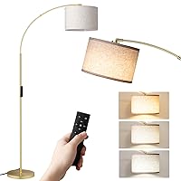 SUNMORY Arc Floor Lamp with Remote,Modern Floor Lamp with Stepless Dimmable Bulb,75″Height Tall Lamp for Living Room with Hanging Drum Shade and Weighted Base.Mid Century Standing Lamp for Bedroom.