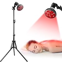 Red Light Therapy with Stand for Face and Body, New 18 LEDs Red Light Therapy Lamp with 660nm Red and 850nm Near-Infrared Combo Wavelength Bulb, Included 15