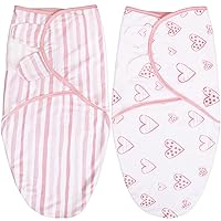 Biloban Baby Swaddles 0-3 Months for Girls, Baby Swaddle, Newborn Swaddle, Cotton Swaddle Blanket, Newborn Essentials, Lovely Pink Print, 2 Pack