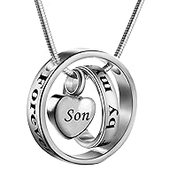 Cremation Jewelry No Longer By My Side, Forever In My Heart Carved Locket Memorial Necklace Keepsake Urn Pendant