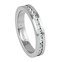 Kriskate & Co. 4mm Women Titanium Engagement Ring Cubic Zirconia Eternity Wedding Band Size Size 4-9 TRB357