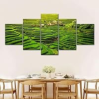 ORDIFEN Large Wall Art Pictures 5 Pieces Wall Prints Painting Historic Rice Terraces 5 Panels Canvas Wall Art For Living Room Bedroom Office Home Decor Gift