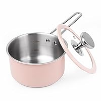 Stainless Steel Sauce Pan with Lid, 1.5 Quart Tri-ply Based Saucepan with Long Handle, Non Toxic Small Pot for Milk Pasta Sauce, Dishwasher Safe Kitchen Cookware Pot for Induction/Gas Cooker