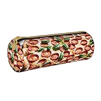 Pizza Pencil Case Bag Pouch Pu Leather Round Small Capacity Pen Pouch Storage Bag With Zipper