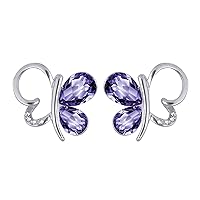 Earrings for Women Butterfly Geometric Crystal Jewelry Stud Earrings Premium Diamond Green Leaf Stud Earrings