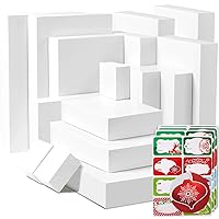 24 White Gift Wrap Boxes with Lids for wrapping Large Clothes and 80 Count Foil Christmas Tag Stickers (Assorted size for wrapping Robes, Sweater, Coat, Shirts and Clothes xmas Holiday Present)