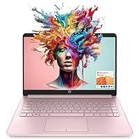 HP Portable Laptop, 14’’ HD Display, 16GB RAM, 64GB eMMC, Intel Quad-Core N4120, Student and Business, Webcam, HDMI, Wi-Fi, RJ-45, Windows 11 Home, Pink (Renewed)