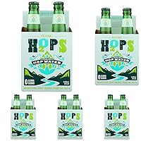 H2OPS Sparkling Hop Water - Original, 0 Alcohol, 0 Calorie, (4, 12 oz Glass Bottles) Craft Brewed, Premium Hops, Lightly Carbonated, Gluten Free, Unsweetened, NA Beer (Pack of 5)