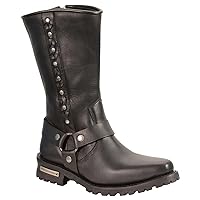 Milwaukee Leather Men's Braid and Rivet Harness Boot Square Toe Black