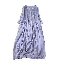 Women's Summer Mid Length Thin Spring Summer Linen Dress