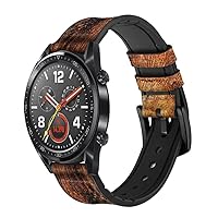 CA0156 Wood Skin Graphic Leather & Silicone Smart Watch Band Strap for Wristwatch Smartwatch Smart Watch Size (22mm)