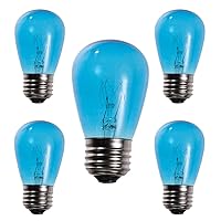 Blue S14 11w Tinted Incandescent Bulbs - Box of 5