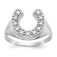 14k White Gold Polished Prong set Open back Not engraveable Diamond mens ring Size 10 Jewelry for Men