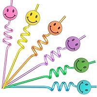 24 pcs Happy Face Straws One Happy Dude Birthday Party Decorations,Pastel Party,Preppy Party,Bachelorette Party,Baby Shower