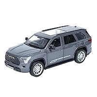 Scale Model Vehicles 1:24 for Toyota Sequoia SUV Scale Model Car Sound and Light Pull-Back Toy Car Finished Vehicle Gift Diecast Model (Color : Gray)