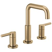 Delta Faucet Nicoli Widespread Bathroom Faucet 3 Hole, Gold Bathroom Faucet, 2 Handle Bathroom Faucet, Bathroom Sink Faucet Drain Assembly, Champagne Bronze 35849LF-CZ